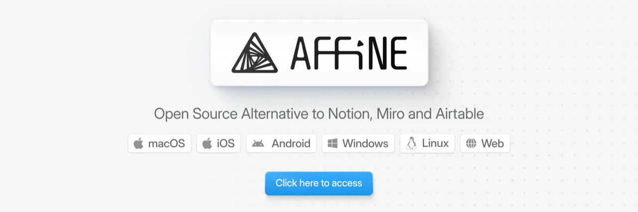 AFFiNE collaborative workspace showing document and whiteboard editing interface