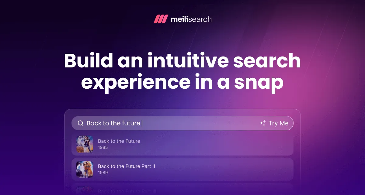 Meilisearch dashboard showing search interface and results